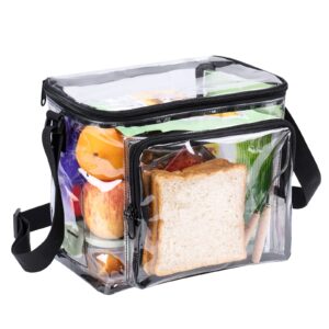 BORMELUN Clear Lunch Bag for Work Correctional Officers - Plastic Transparent Lunch Tote Stadium Bags See Through Womem and Men Ideal for Children 3+,10.6x8.6x6 inches