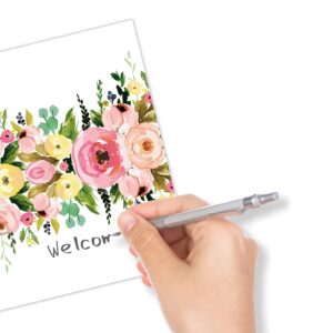 Table Place Card, Watercolor Floral Themed Tent Style Cards, Pack of 25 Half-Fold Reception Place Cards, Perfect for Wedding, Bridal & Baby Shower, Party, Birthday, Banquet and Special Events A39