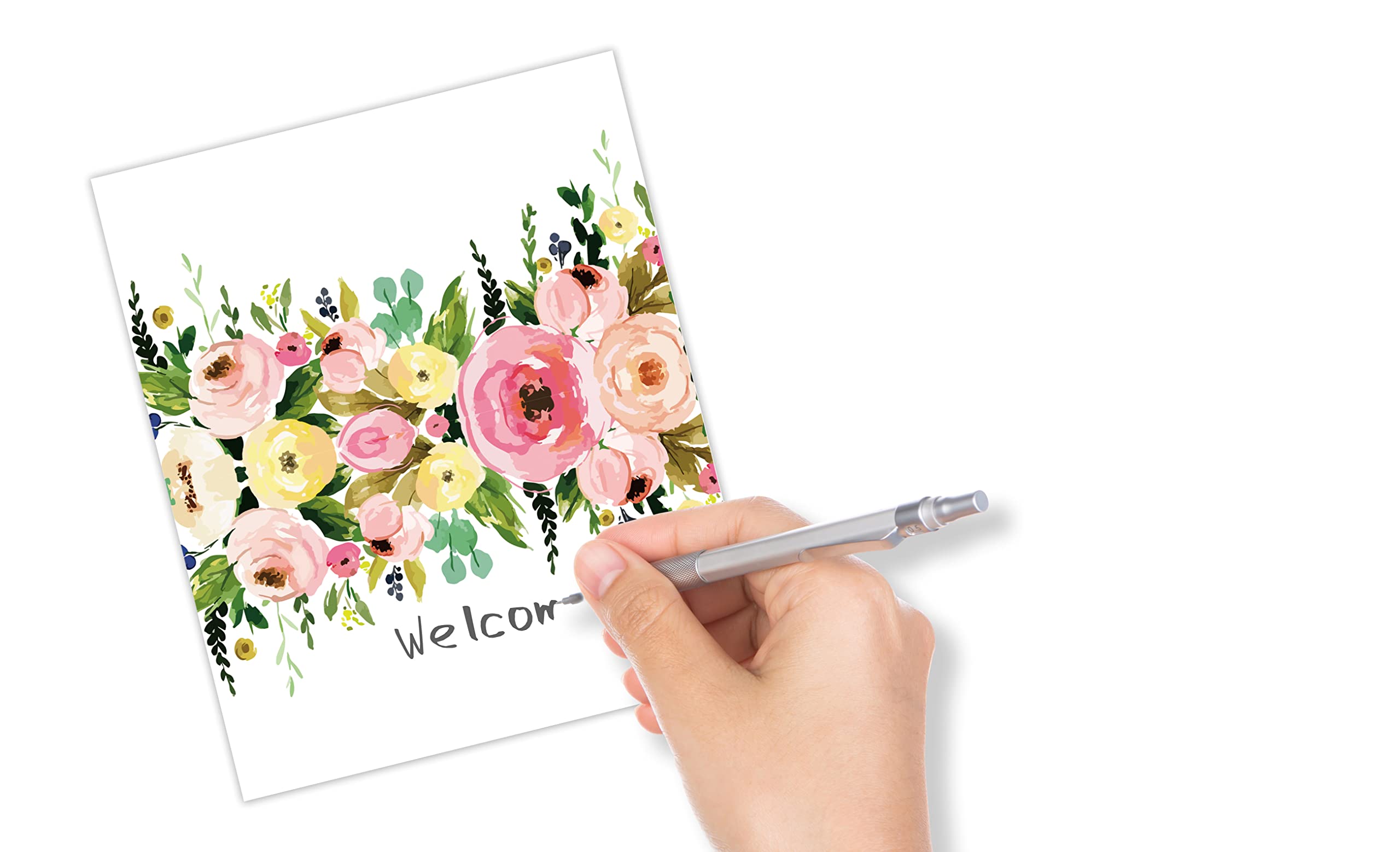 Table Place Card, Watercolor Floral Themed Tent Style Cards, Pack of 25 Half-Fold Reception Place Cards, Perfect for Wedding, Bridal & Baby Shower, Party, Birthday, Banquet and Special Events A39