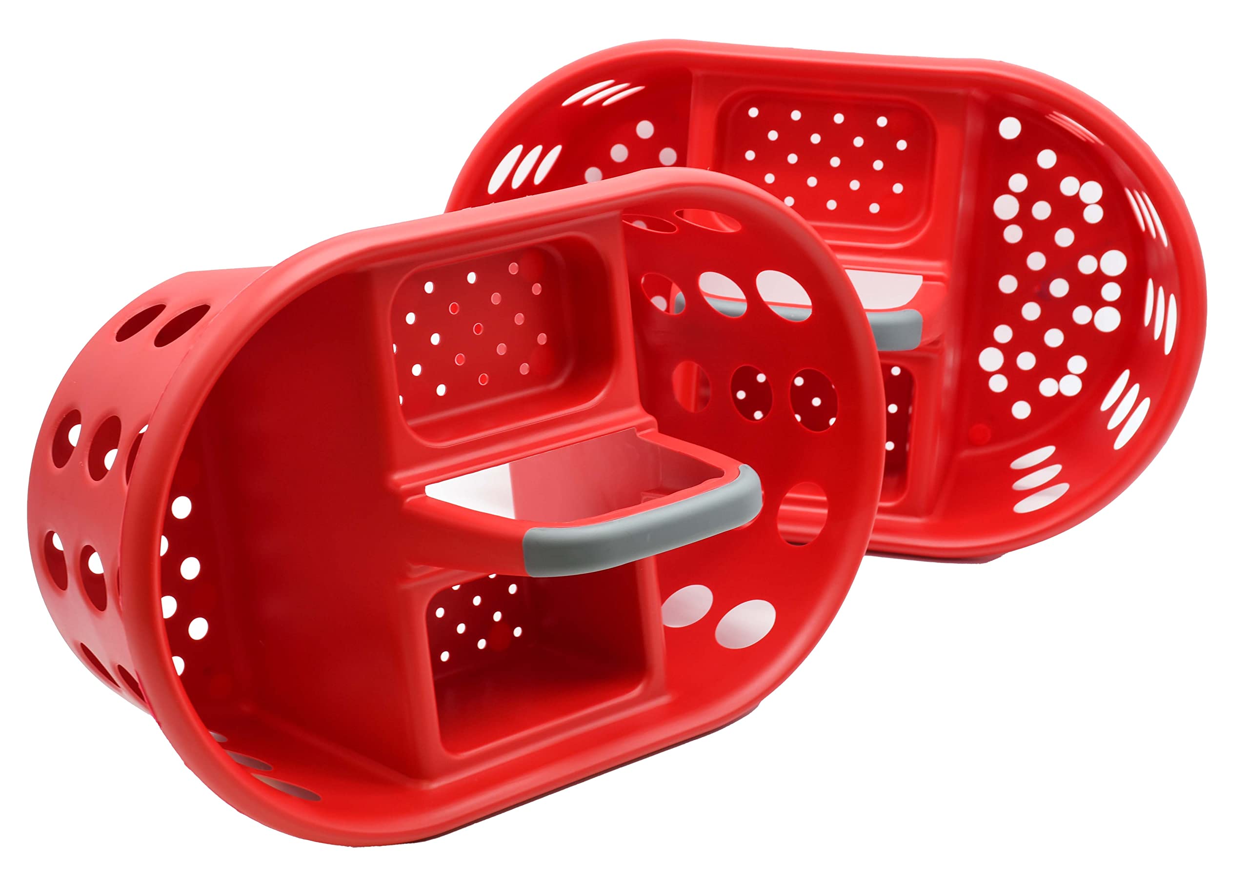 SIMPLYKLEEN Shower Caddy with Handle 2-Pack Plastic Bathroom Storage Organizer, Red Made in the USA