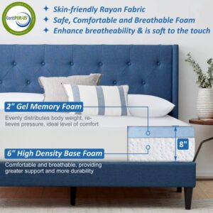 Hudada Queen Mattress, 8 Inch Gel Memory Foam Mattress CertiPUR-US Certified Foams, Medium Firm Mattresses Cool Sleep & Pressure Relief, Mattress-in-a-Box, Queen Size