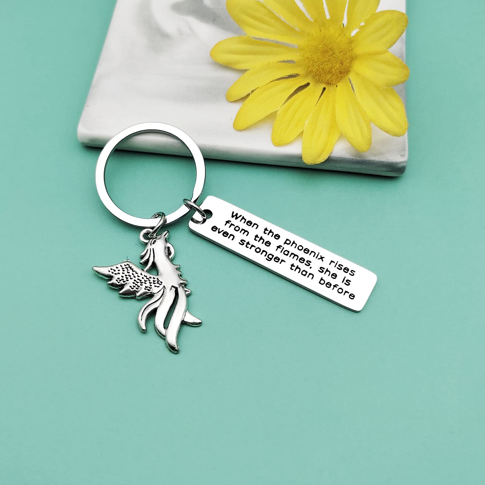 Inspirational Phoenix Keychain Gifts Encouragement Gifts Rising Phoenix Keyring Divorce Gift Recovery Gift Sobriety Jewelry Gift for Friends Stay Strong Gift Cancer Survivor Gift Birthday Gift