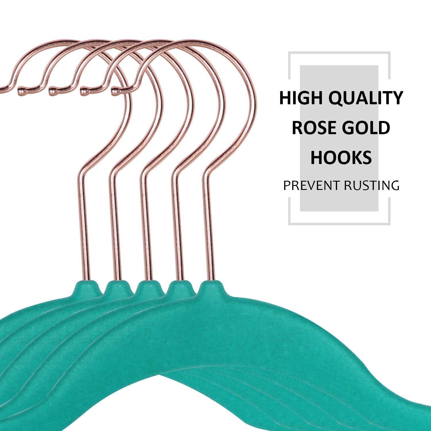 VECELO Premium Velvet Clothes Hangers Suit Heavy Duty (100 Pack)-Non Slip & Space-Saving with 12 Finger Clips & 2Tie Rack Excellent for Men and Women,Teal