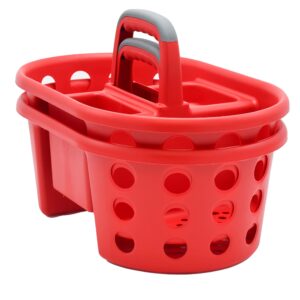 SIMPLYKLEEN Shower Caddy with Handle 2-Pack Plastic Bathroom Storage Organizer, Red Made in the USA