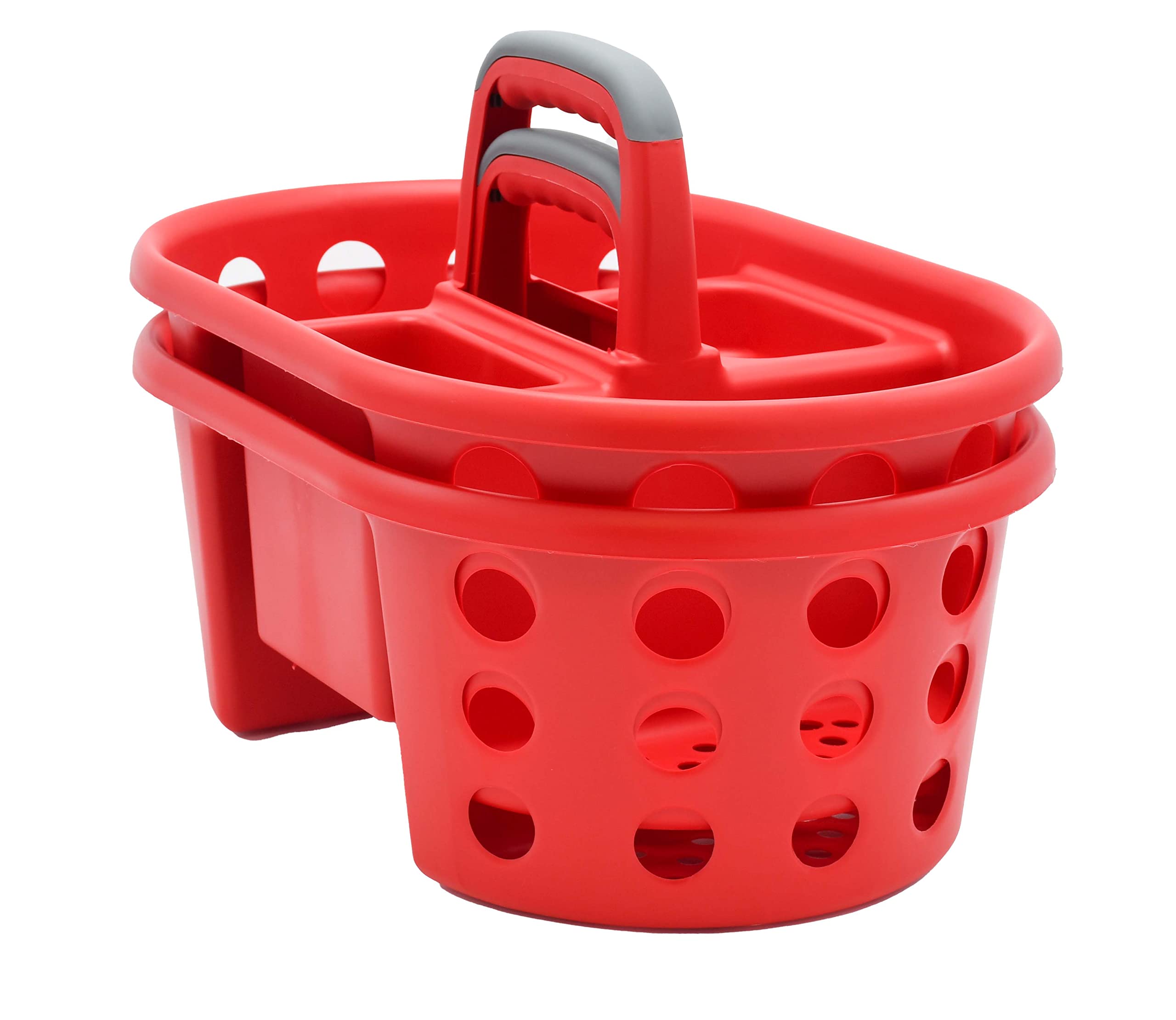 SIMPLYKLEEN Shower Caddy with Handle 2-Pack Plastic Bathroom Storage Organizer, Red Made in the USA