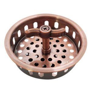 Westbrass R213-11 Wing Nut Style Large Kitchen Basket Strainer, Antique Copper