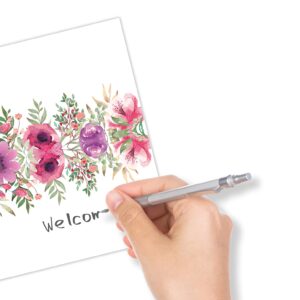 Table Place Card, Watercolor Floral Themed Tent Style Cards, Pack of 25 Half-Fold Reception Place Card, Perfect for Wedding, Bridal & Baby Shower, Party, Birthday, Banquet and Special Events A38