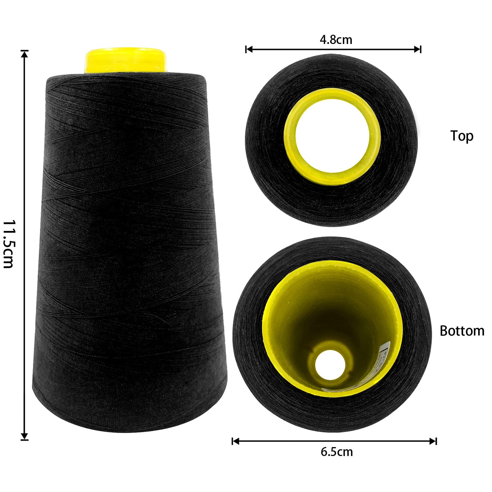 Tortoise 8 Cones of 3000 Yards Each Spool Thread for Sewing All Purpose Sewing Thread 100% Polyester Thread for Serger Overlock Quilting Sewing Machine 40S/2 White+Black