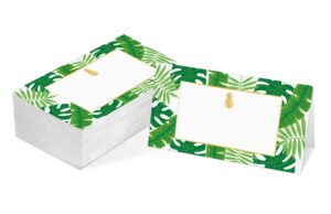 table place card, tropical hawaiian themed tent style cards, pack of 25 half-fold reception place cards, perfect for hawaiian luau party, wedding, bridal & baby shower, birthday a32