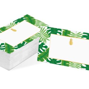 Table Place Card, Tropical Hawaiian Themed Tent Style Cards, Pack of 25 Half-Fold Reception Place Cards, Perfect for Hawaiian Luau Party, Wedding, Bridal & Baby Shower, Birthday A32