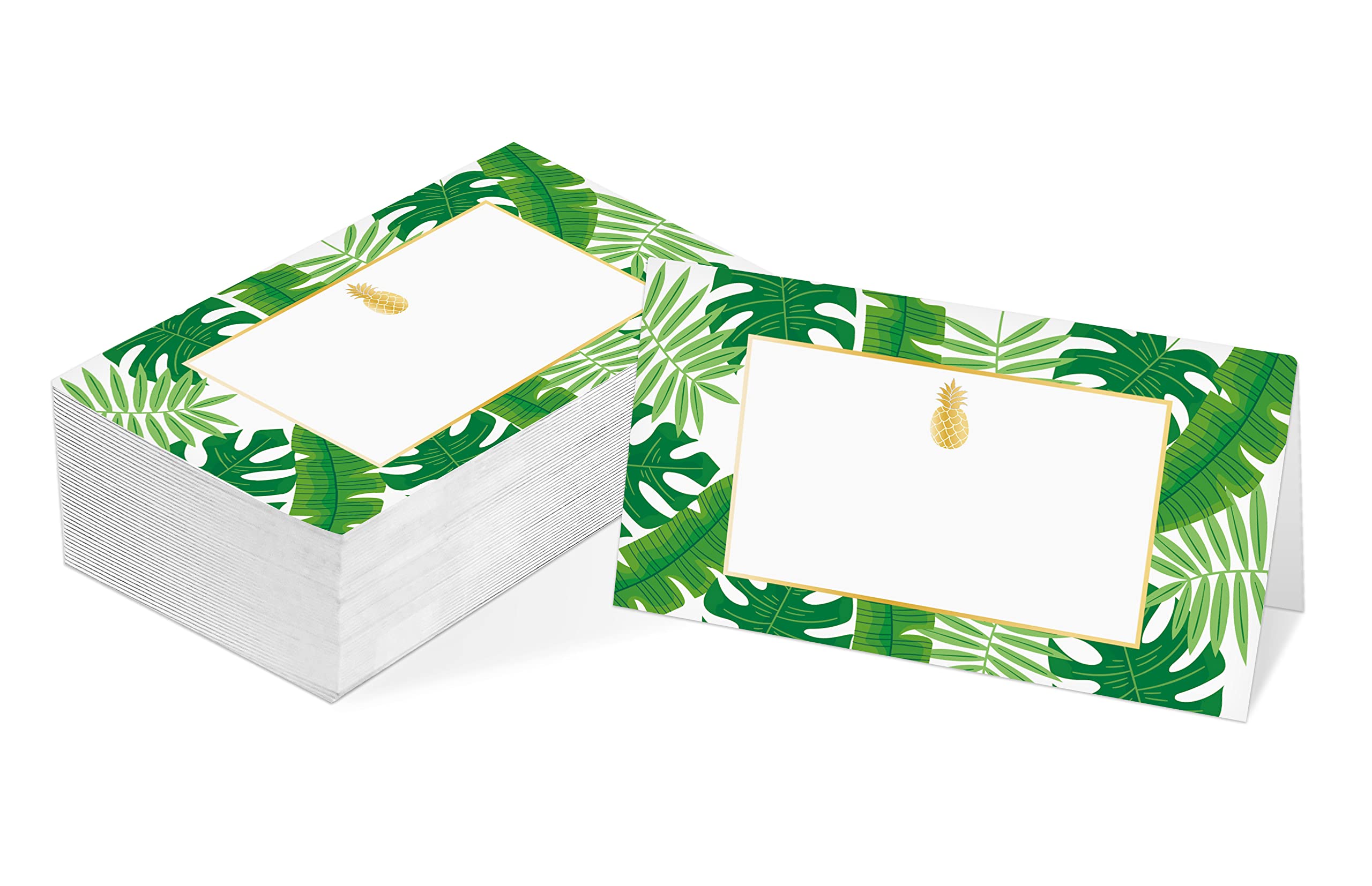 Table Place Card, Tropical Hawaiian Themed Tent Style Cards, Pack of 25 Half-Fold Reception Place Cards, Perfect for Hawaiian Luau Party, Wedding, Bridal & Baby Shower, Birthday A32