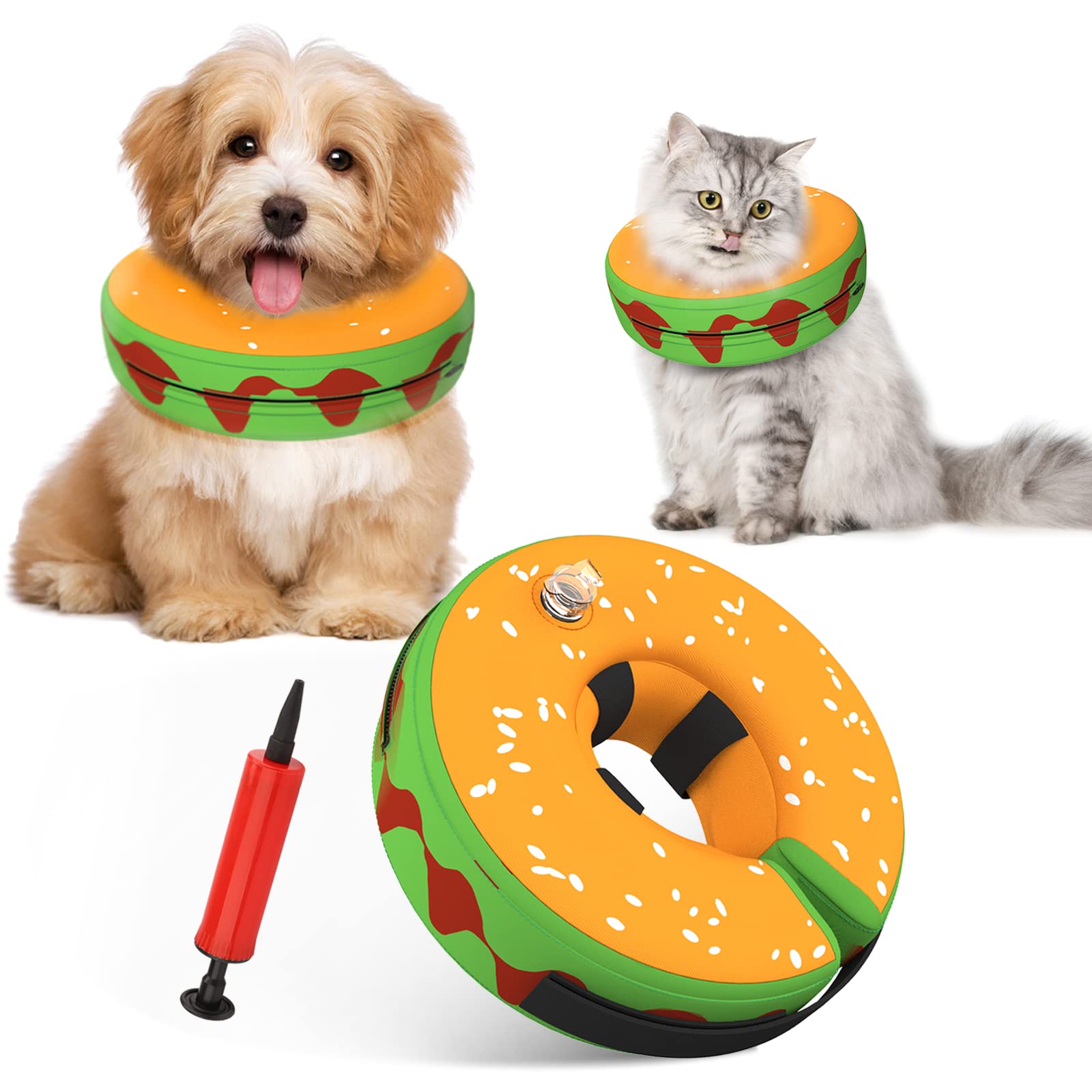 Protective Inflatable Dog Recovery Cone Collar for Smal Medium Large Dog, Soft E-Collar Dog Donut Cone Alternative After Surgery for Dogs Cats (Medium)