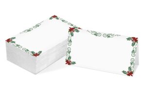 table place card, christmas themed tent style cards, pack of 25 half-fold reception place card, perfect for christmas party, wedding, bridal & baby shower, birthday, banquet and special events a20