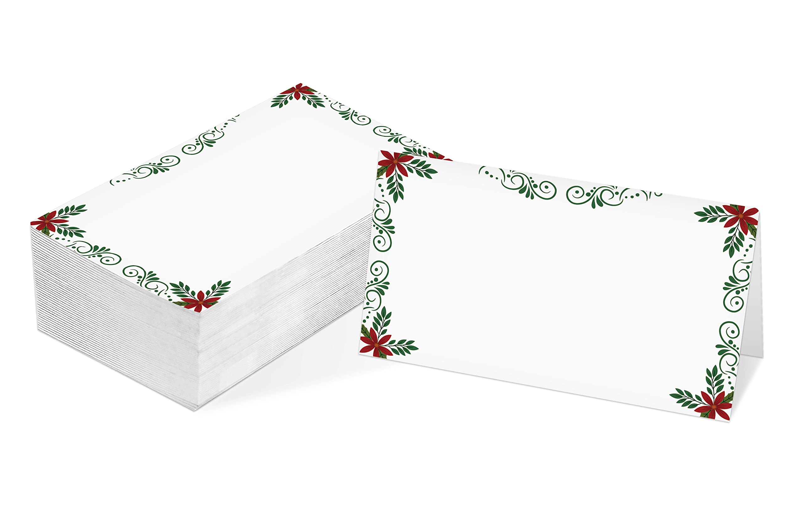 Table Place Card, Christmas Themed Tent Style Cards, Pack of 25 Half-Fold Reception Place Card, Perfect for Christmas Party, Wedding, Bridal & Baby Shower, Birthday, Banquet and Special Events A20