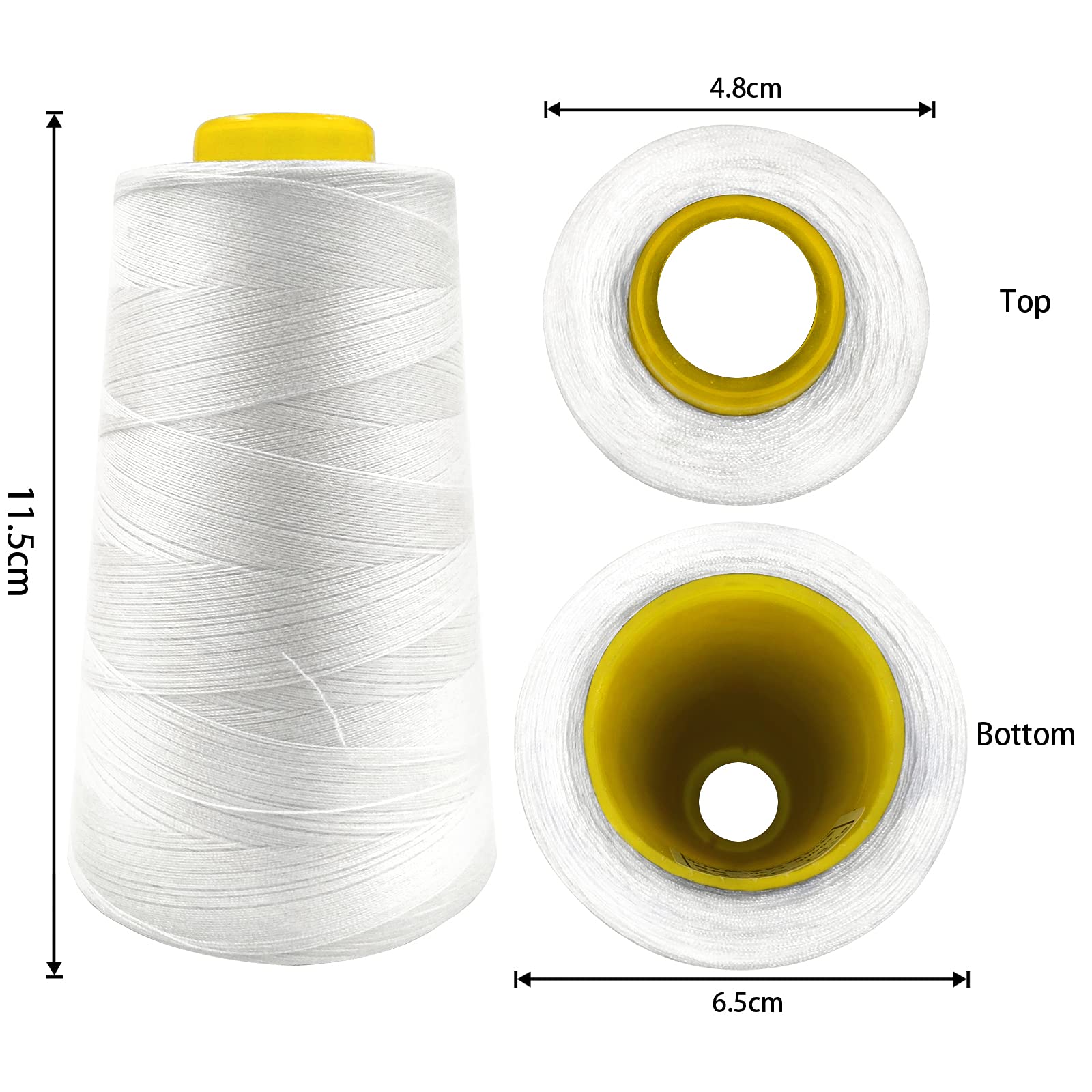 Tortoise 8 Cones of 3000 Yards Each Spool Thread for Sewing All Purpose Sewing Thread 100% Polyester Thread for Serger Overlock Quilting Sewing Machine 40S/2 White+Black