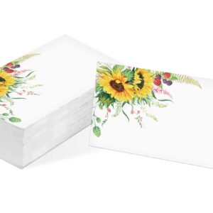 Table Place Card, Sunflower Themed Tent Style Cards, Pack of 25 Half-Fold Reception Place Card, Perfect for Sunflower Party, Wedding, Bridal & Baby Shower, Birthday, Banquet and Special Events A21