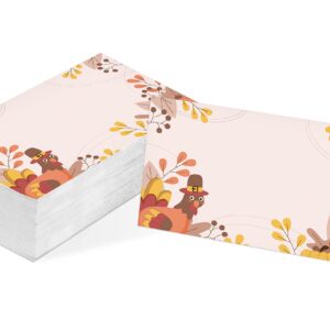 Table Place Card, Fall Thanksgiving Themed Tent Style Cards, Pack of 25 Half-Fold Reception Place Card with Turkey, Perfect for Thanksgiving Dinner, Party, Birthday, Wedding, Banquet A12