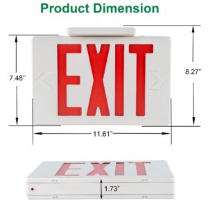 GRUENLICH LED EXIT Sign, Emergency Light with Double Face and Back Up Batteries- US Standard Red Letter EXIT, UL 924 Qualified, 120-277 Voltage, 1-Pack