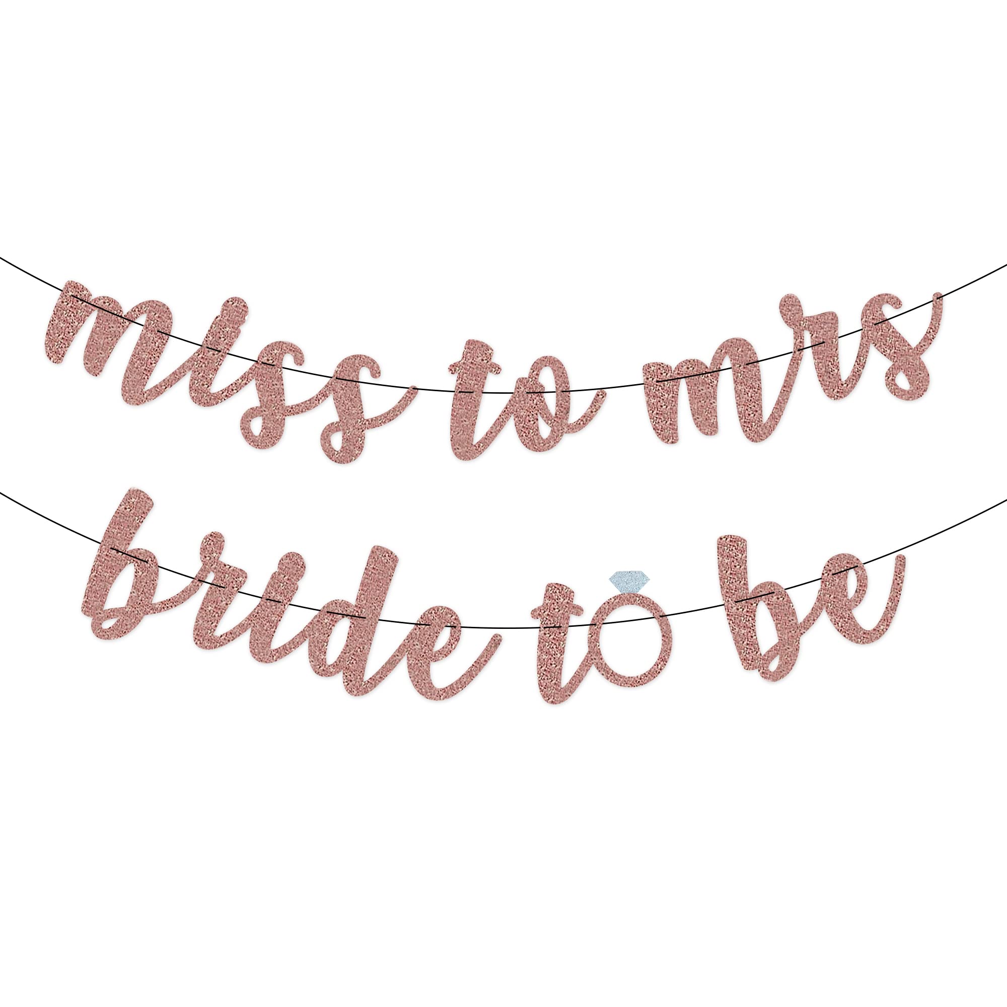 Glitter 2 Pack “Bride to be” and “Miss to Mrs” Bachelorette Party Favors - Bridal Shower Supplies - Wedding Shower Decorations