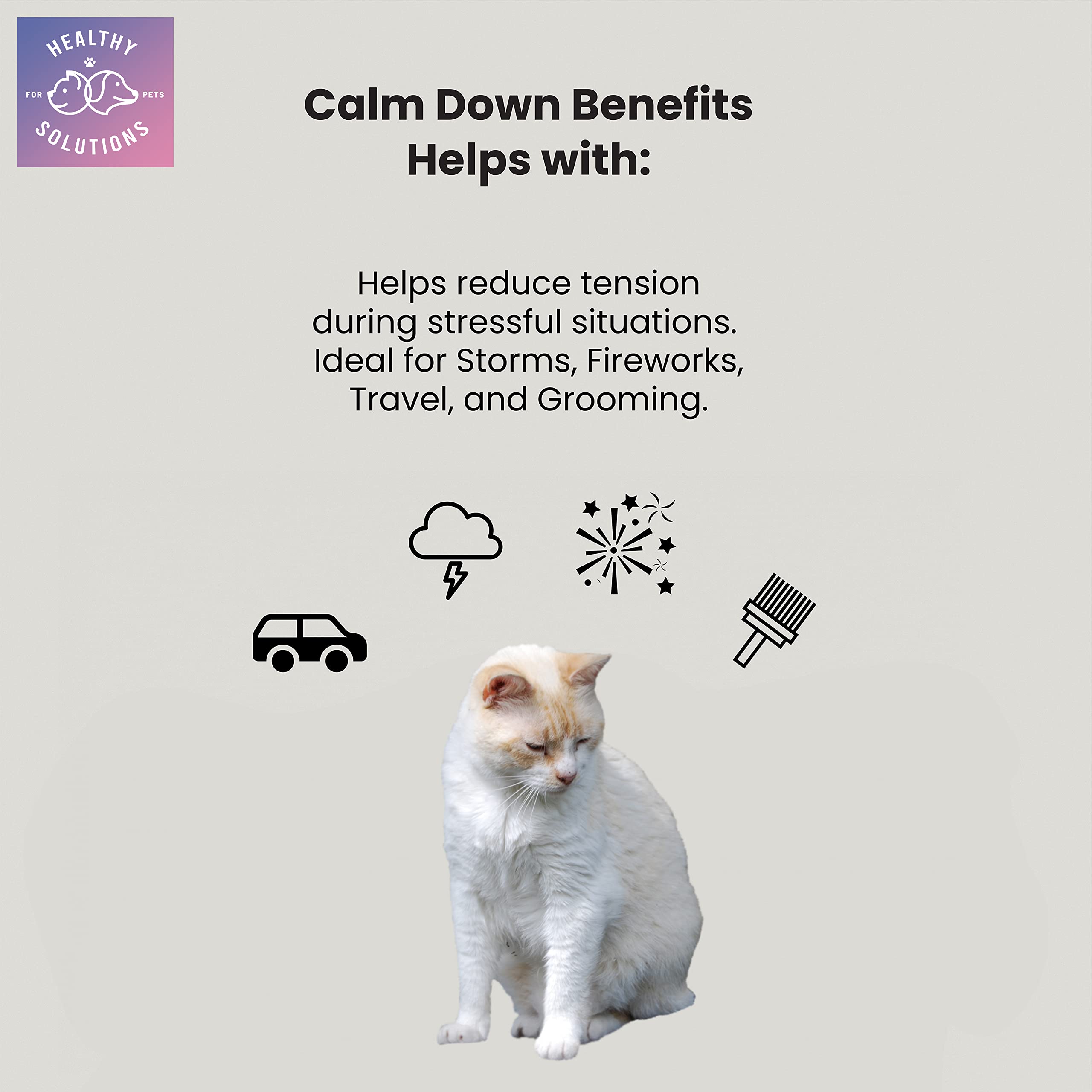 Calming Chews for Cats - Cat Calming Treats for Anxiety, Stress Relief Aid, Storms, Grooming, Fireworks, Separation, Travel, & Motion Sickness - Made in USA (60 Soft Chews- Cat)