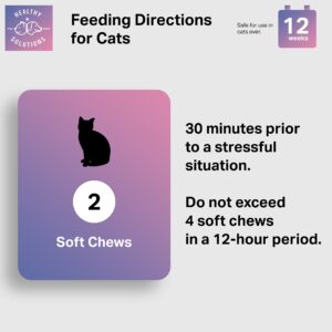 Calming Chews for Cats - Cat Calming Treats for Anxiety, Stress Relief Aid, Storms, Grooming, Fireworks, Separation, Travel, & Motion Sickness - Made in USA (60 Soft Chews- Cat)