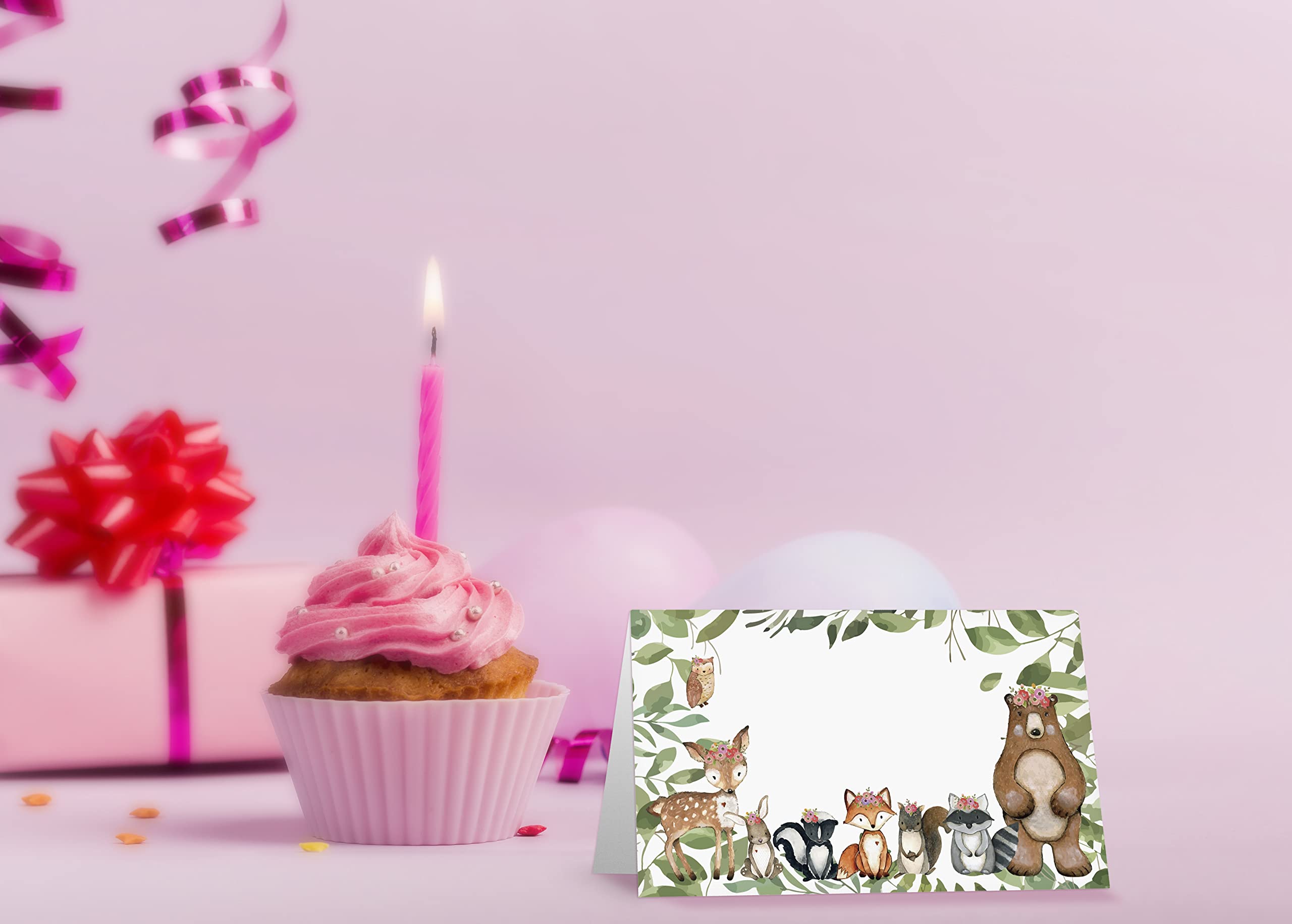 Table Place Card, Jungle Safari Animal Themed Tent Style Cards, Pack of 25 Half-Fold Reception Place Cards, Perfect for Baby Showers, Jungle Safari Birthday Party and Special Events A30