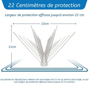 VIIRKUJA 118" Stainless Steel Bird Spikes - Bird Deterrents for Outside - Total Length 118" / 12x Elements of 10" Each - Pigeon Spikes - Bird Protection for The Roof, Balcony and Winter Garden