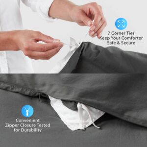 Ashton Sheets 100% Egyptian Cotton Duvet Cover for Oversized Bed - 600 Thread Count 3 PC Oversized Duvet Cover, Egyptian Cotton Oversized Duvet Cover Set, Cooling Duvet Cover Oversized - Dark Grey