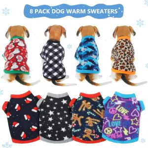 8 Pieces Dog Sweaters Winter Chihuahua Clothes Outfits Dog Warm Shirt Winter Puppy Clothes for Winter Colorful Thickening Dog Pajamas for Pets Pup Dog Cat (Classic Pattern, Small)