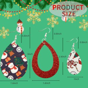 AOUXSEEM 241 Pcs Christmas Faux Leather Earrings Making Kit for Beginner, Contains 72 Pre Cut Hollow Teardrop Earring Pieces with Hooks Jump Rings Opener Earring Display Cards and Self-Adhesive Bags