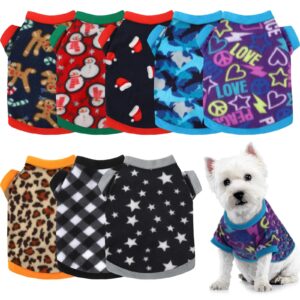 8 pieces dog sweaters winter chihuahua clothes outfits dog warm shirt winter puppy clothes for winter colorful thickening dog pajamas for pets pup dog cat (classic pattern, small)