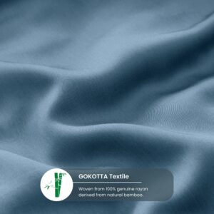 GOKOTTA Duvet Cover Queen Size, Rayon Made from Bamboo, Soft Duvet Cover Set 3 Piece with Button Closure, 1 Duvet Cover 90 x 92 Inches with Corner Ties and 2 Envelope Pillow Shams(Blue,Queen)