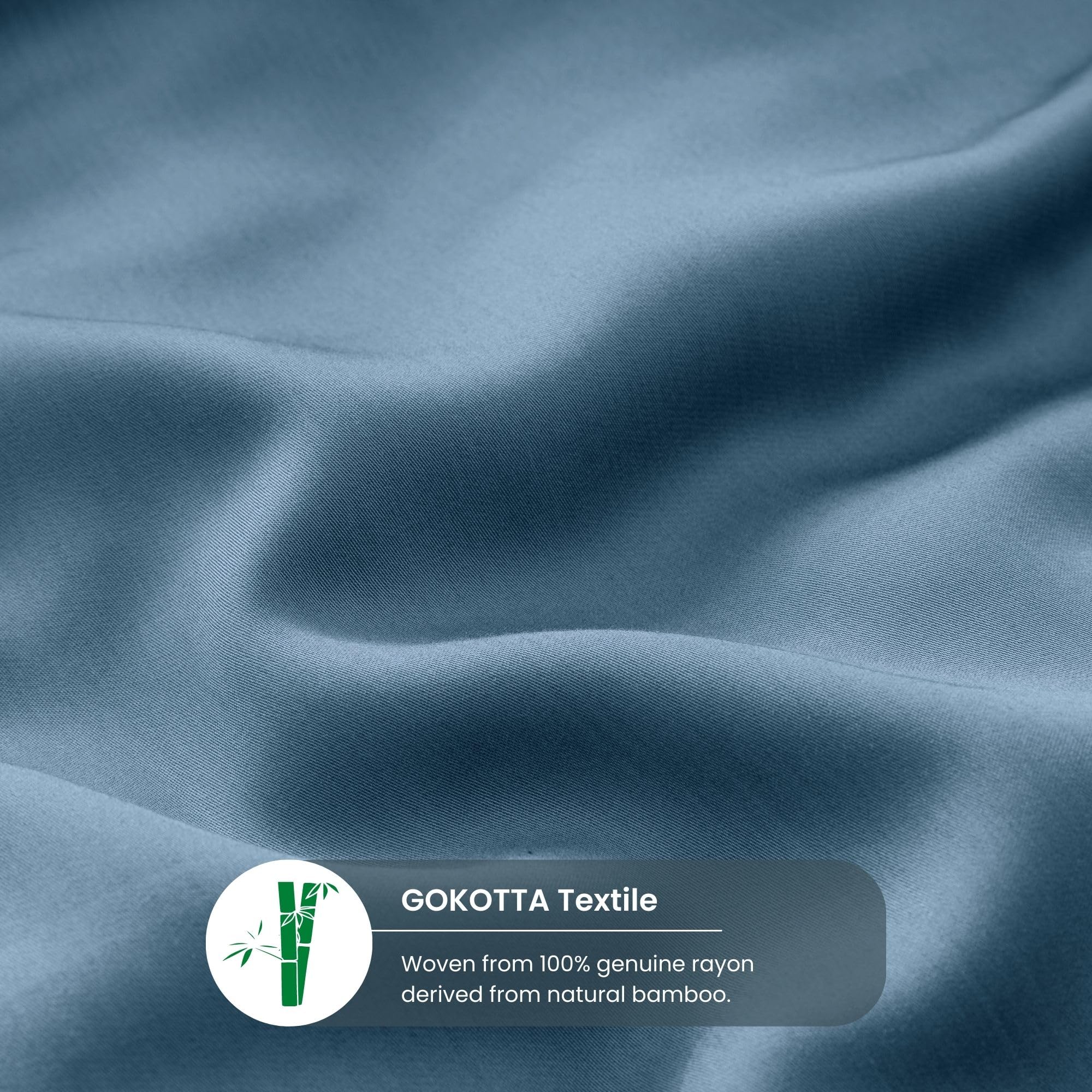 GOKOTTA Duvet Cover Queen Size, Rayon Made from Bamboo, Soft Duvet Cover Set 3 Piece with Button Closure, 1 Duvet Cover 90 x 92 Inches with Corner Ties and 2 Envelope Pillow Shams(Blue,Queen)