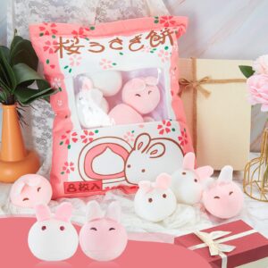 Civaner Cute Plush Pillow Kawaii Room Decor Throw Pillow Removable Stuffed Animal Toys Fluffy Cherry Bunnies Dog Dinosaur Cookies Christmas Home Decor Gifts(Bunny)