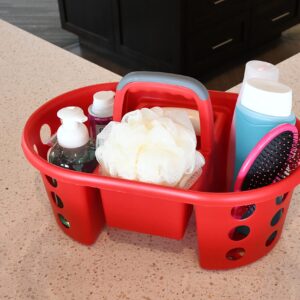 SIMPLYKLEEN Shower Caddy with Handle 2-Pack Plastic Bathroom Storage Organizer, Red Made in the USA