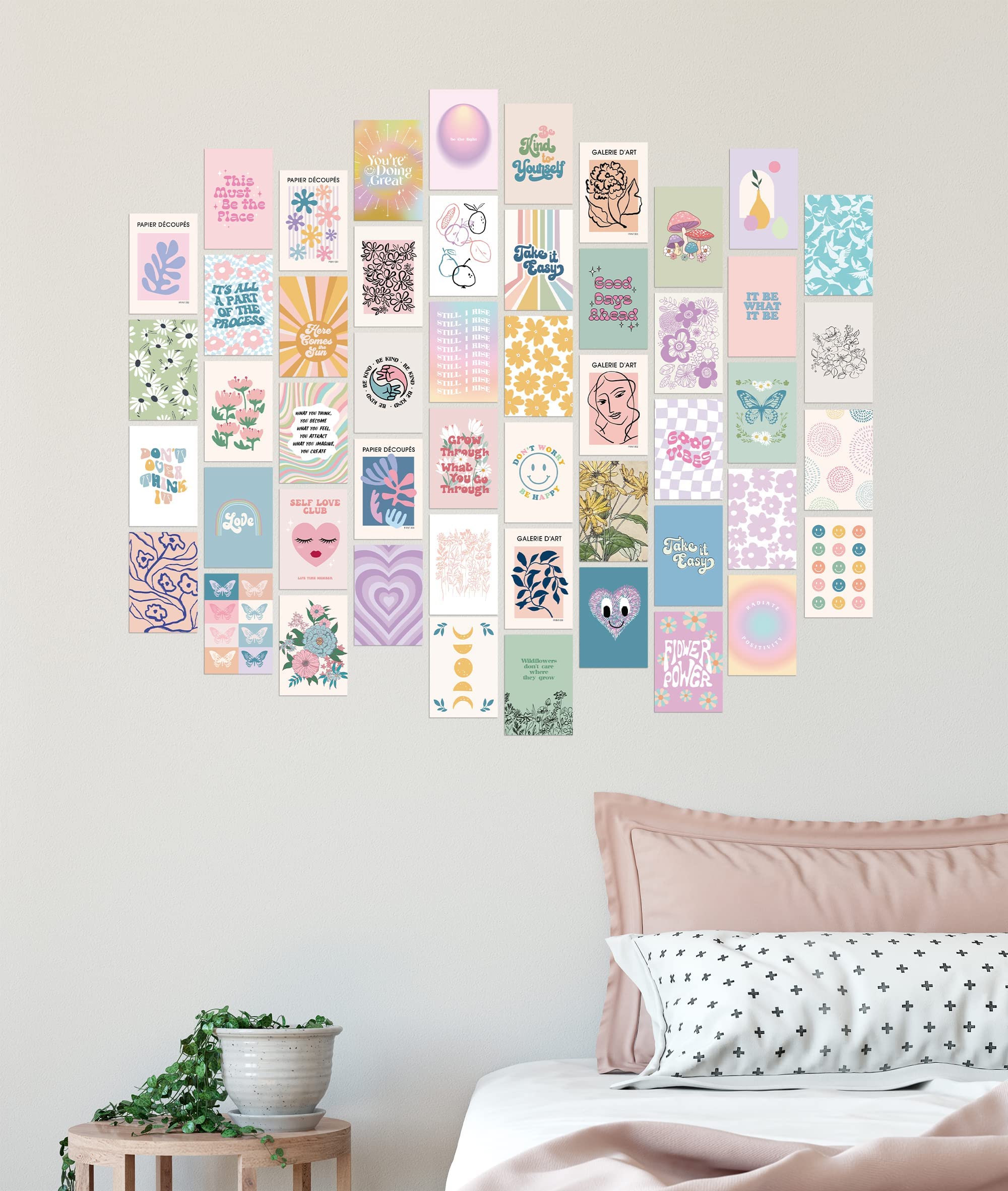 Artivo Danish Pastel Wall Collage Kit for Aesthetic Pictures 70 cards, for Teen, Girls Room Décor