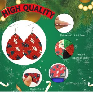 AOUXSEEM 241 Pcs Christmas Faux Leather Earrings Making Kit for Beginner, Contains 72 Pre Cut Hollow Teardrop Earring Pieces with Hooks Jump Rings Opener Earring Display Cards and Self-Adhesive Bags