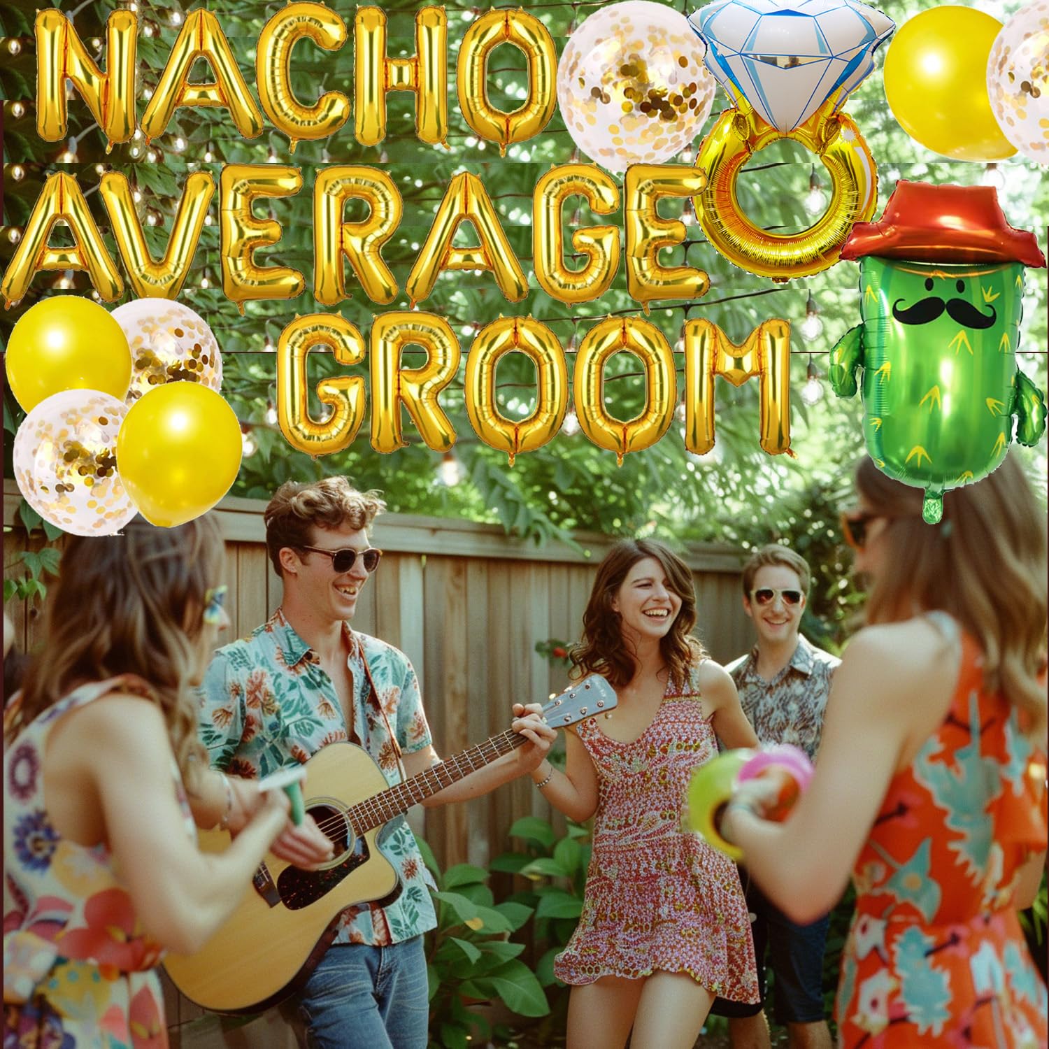 Nacho Average Groom Mexican Themed Bachelor Engagement Wedding Party Decorations, Cinco De Mayo Bachelor Party Decorations, Fiesta Themed Groom Men Funny Cactus Taco Bout Love Bridal Shower Balloons