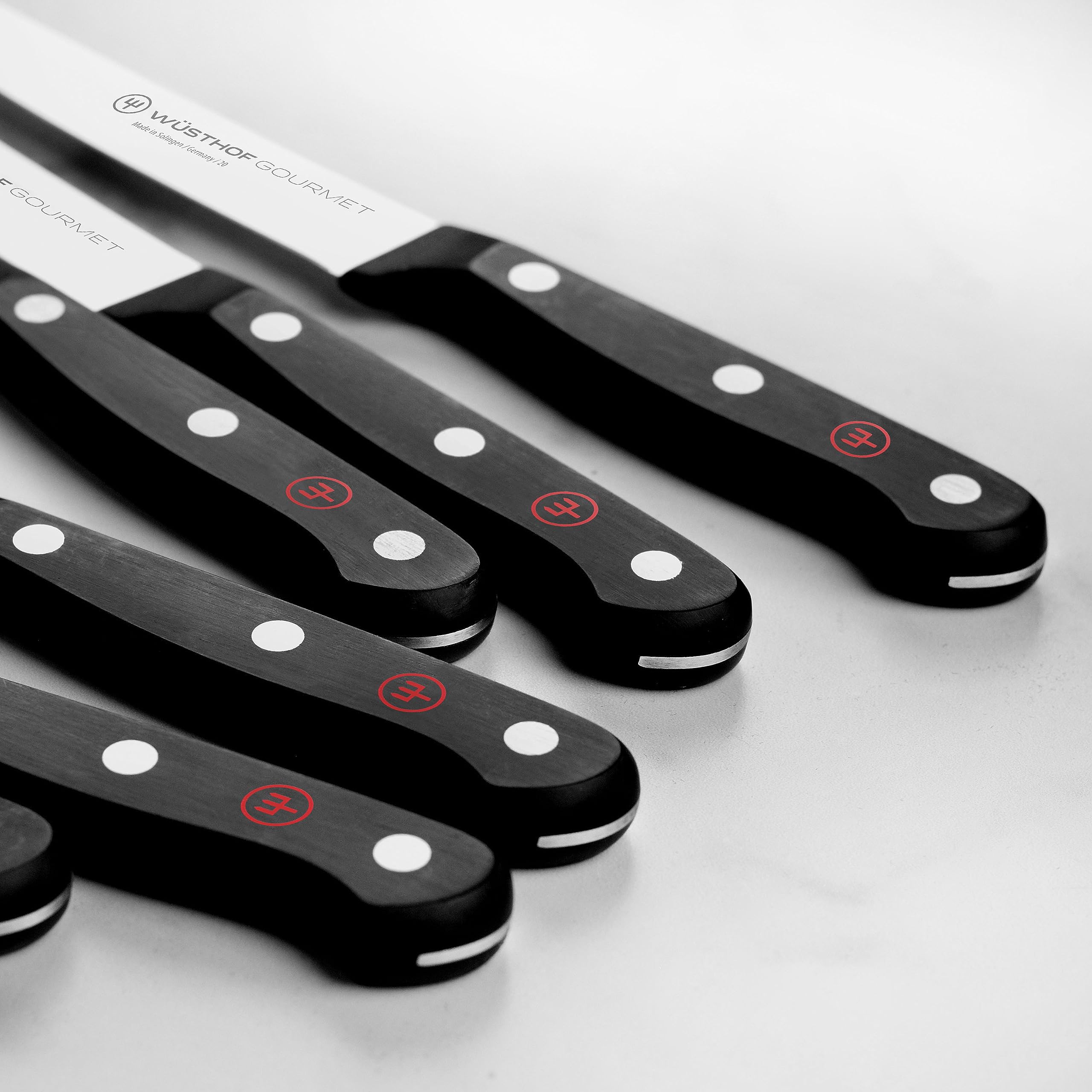 Wusthof Gourmet 6 Piece Steak Knife Set with Wood Case (Black Handles)