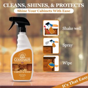 Goddard's Cabinet Makers Wax Cleaning Spray – Wood Cleaner & Furniture Polish to Shine & Protect – Wood Cleaner Spray w/Bee Wax & Lemon Oil for Furniture – Non-Abrasive Wood Polish (23 oz)