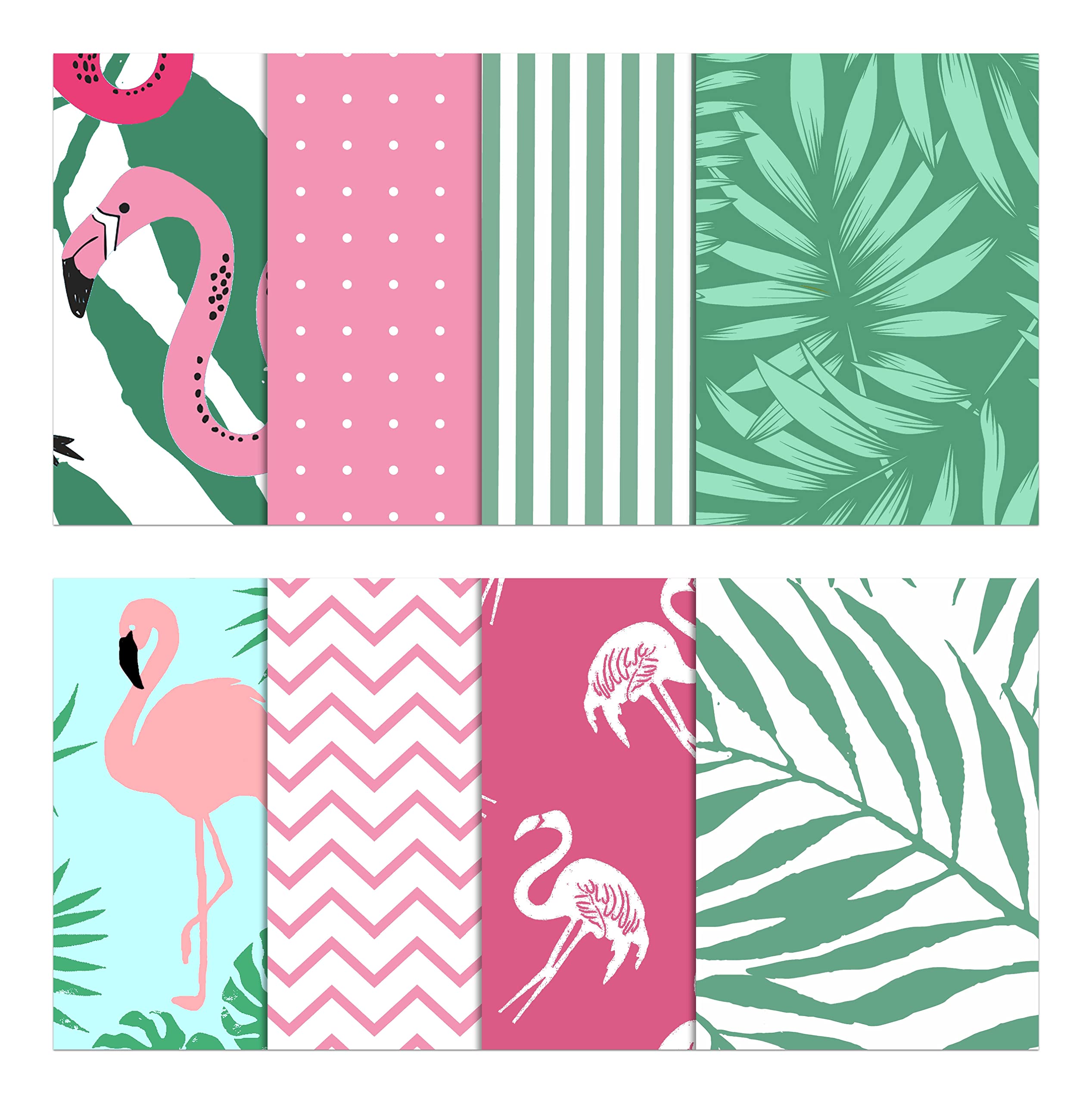 Soimoi 8 Pc Fat Quarter Bundle - Flamingo Tropical Theme Print 18"x 22" DIY Patchwork- 100% Cotton Pre-Cut Quilting Fabric (Pink & Green)