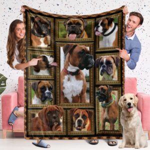 boxer dog blanket for dog lover, fleece throw blanket for couch super soft cozy bed blanket lightweight plush fuzzy blankets and throws for sofa, 50 x 60 inch