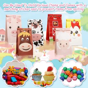 Dianelhall 30 Pack Goodie Bags for Birthday Party Supplies Animal Party Favor Bags Treat Bags Candy Barnyard Gift Bags for Animal Theme Birthday Party, 6 Designs(Farm)