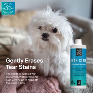 Tear Stain Remover for Dogs - 4 fl oz Solution for White Dogs & All Other Dog Breeds - Eliminates Unsightly Eye Tear Stains for Dogs & Cats