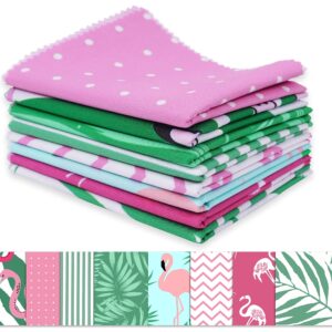 Soimoi 8 Pc Fat Quarter Bundle - Flamingo Tropical Theme Print 18"x 22" DIY Patchwork- 100% Cotton Pre-Cut Quilting Fabric (Pink & Green)