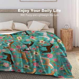 Horse Print Throw Blanket Horses and Flowers Pattern Blanket for Girls Kids Adults Super Warm Soft Cozy Plush Fleece Flannel Blanket for Sofa Couch Bed Birthday Gifts 40"x50" 1