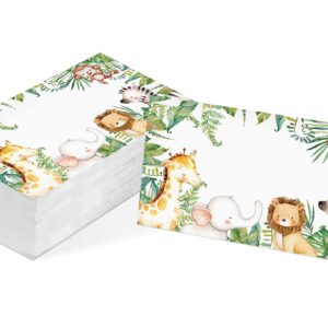 Table Place Card, Jungle Safari Animal Themed Tent Style Cards, Pack of 25 Half-Fold Reception Place Cards, Perfect for Baby Showers, Jungle Safari Birthday Party, Special Events A28