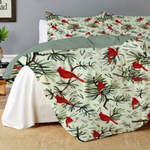 Darani Christmas Cardinals Birds Duvet Cover Queen 90 x 90 in Ultra Soft Washed Microfiber Comforter Cover Sets 3 Pieces (1 Duvet Cover + 2 Pillow Shams)