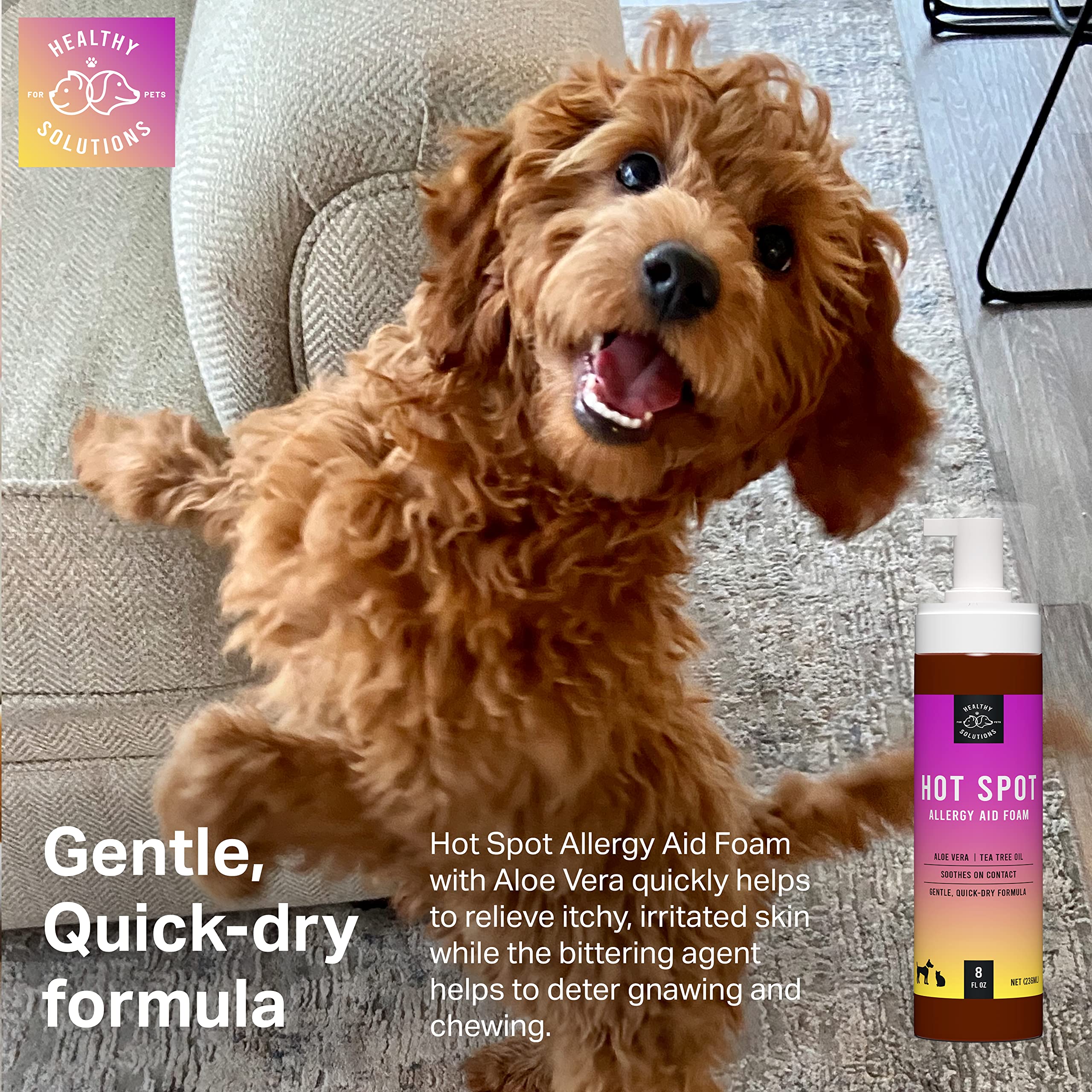 Hot Spot Treatment for Dogs - Anti Itch Foam Spray with Aloe Vera - Veterinarian Formulated Hotspot Formula - Quick-Dry Foam Eliminates Use for Cream & Gels - Made in USA