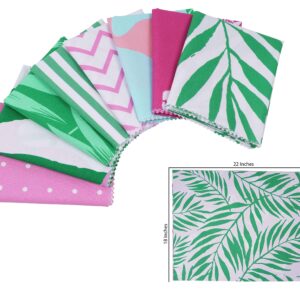 Soimoi 8 Pc Fat Quarter Bundle - Flamingo Tropical Theme Print 18"x 22" DIY Patchwork- 100% Cotton Pre-Cut Quilting Fabric (Pink & Green)